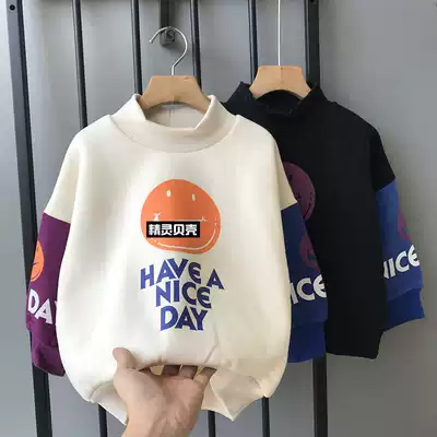 Children's winter plus velvet thickened half turtleneck sweater Korean version of fashion small and medium-sized children's clothing cartoon inner jacket jacket