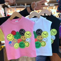 Korean childrens clothing 2021 Summer laughs Face printed vest t trendy boy loose round collar sleeveless waistcoat girl tide
