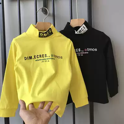 2021 autumn new middle-aged children's clothing Korean version of the inner tie bottoming shirt fashion letter long-sleeved T-shirt top tide fan