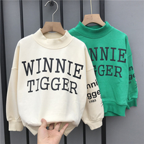 Childrens clothing Girls Korean version of the half-high collar white sweater boys velvet autumn and winter new thickened childrens foreign style coat tide
