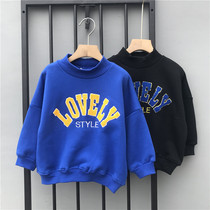 Boys sweater Korean version of childrens clothing autumn and winter new fashion embroidery letters half high neck long sleeve girls base shirt tide
