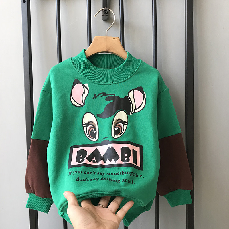 Children's autumn clothing new boys' half-high collar long-sleeved sweater Korean style foreign style hit color small and medium children's clothing cartoon cotton top