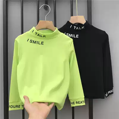 Boys ' half-turtleneck bottoming shirt pure cotton autumn and winter girls and children's long-sleeved T-shirt with Western style bottoming shirt top tide