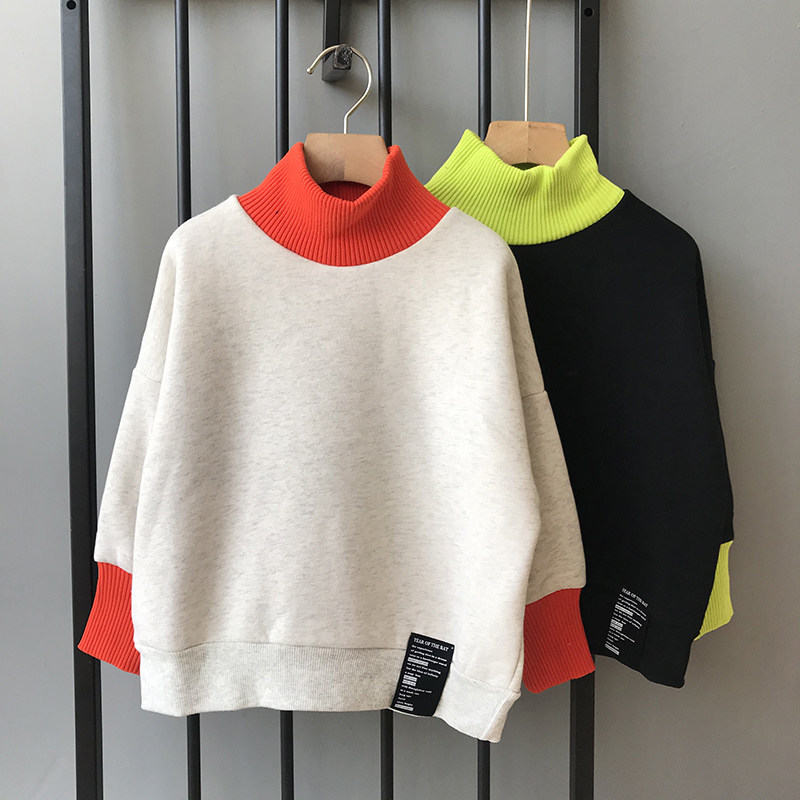 Children's winter gush thickened half-high collar sweatshirt boy girl warm beating undershirt Thickened Blouse Jacket