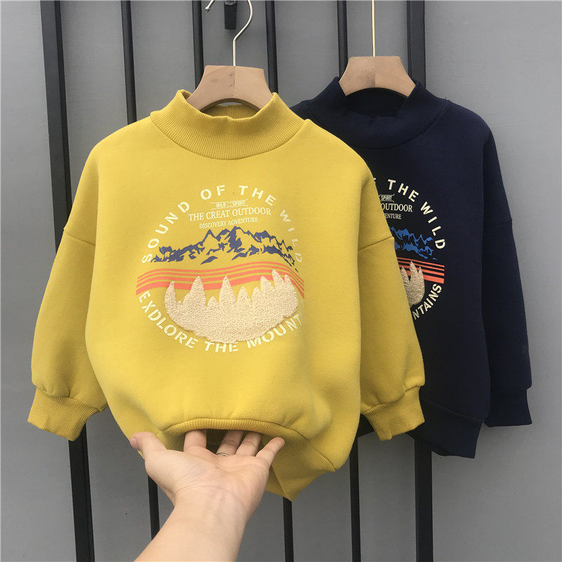 Children's Clothing 2022 New Boy Girl Gush Clothing Winter Dress Warm Beating Undershirt Children Foreign Pie Thickened Blouse