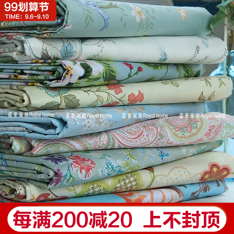 European and American pastoral cotton 80's printed cotton satin sheet single piece bed cover Egyptian cotton single double home textile sheet