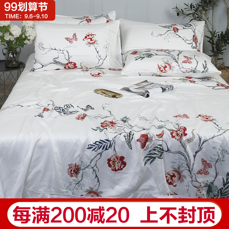 Foreign trade export Tencel reactive printing Tencel Lyocell fiber sheet single double naked sleeping sheet