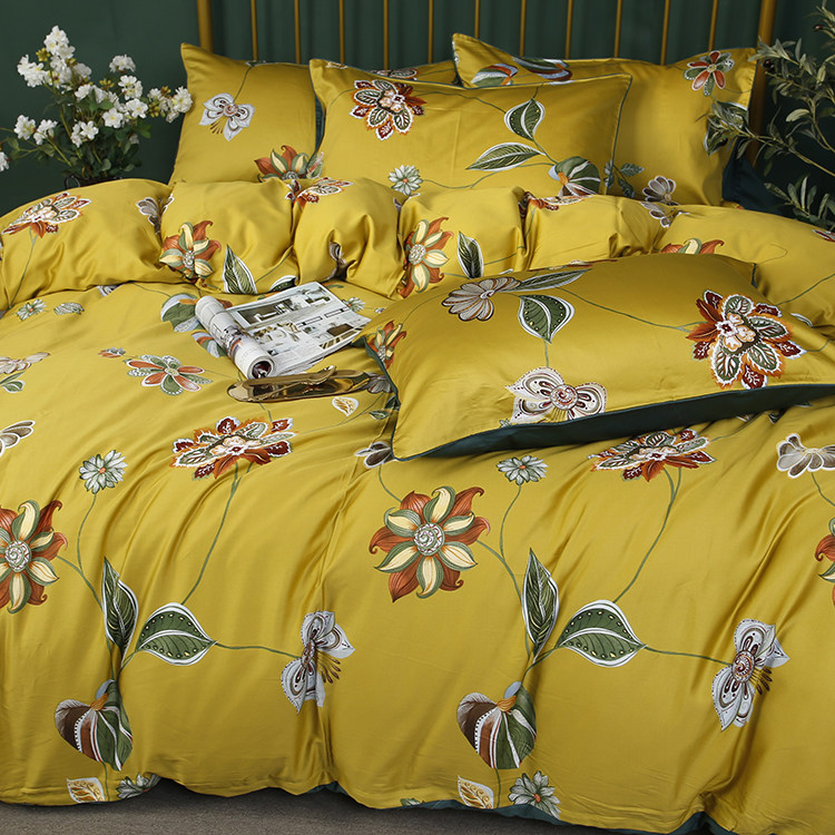 80 counts of pastoral cotton single-piece quilt cover cotton satin printed quilt Egyptian long-staple cotton single-double autumn and winter models