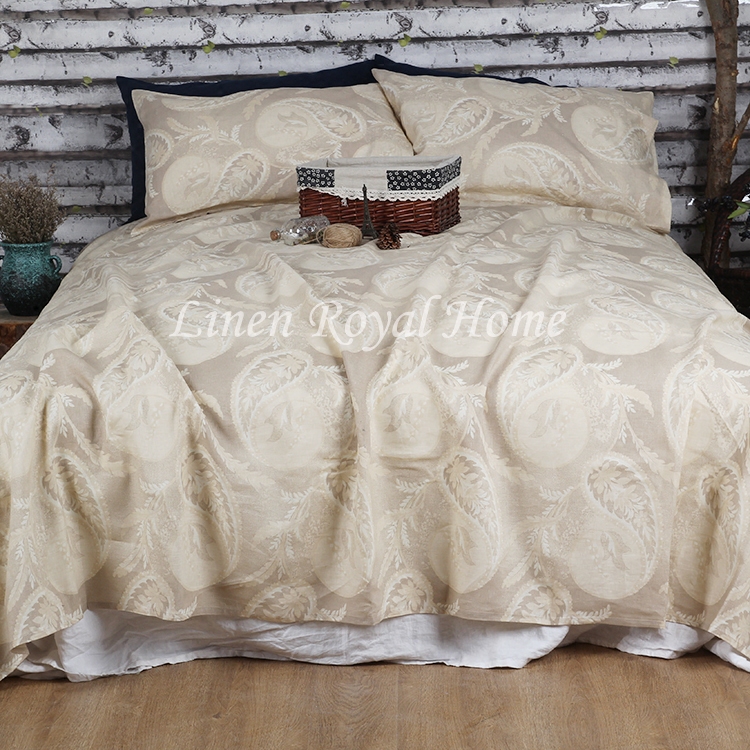 Foreign trade France imported thickened combed pure linen rain dew hemp single double bed sheet double perspiration soft mat