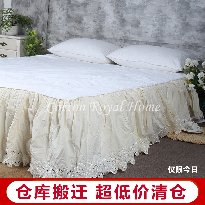 Foreign trade high yarn count cotton bed skirt, bed cover cover, Seiko water soluble embroidery lace bed skirt princess, all-match bed skirt