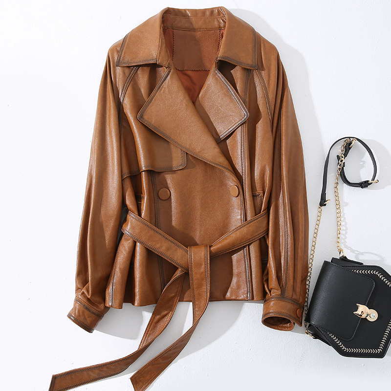 2021 autumn winter new dermis fur coat Hainen sheep leather jacket Han version for waist display slim and small leather clothes damp