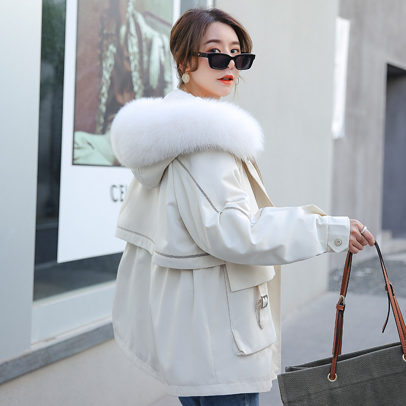 Pie Overcomes Women 2022 New Winter Rex Rabbit Fur Grass Liner Fox Fur Collar Jacket With Long Version Large Coat Detachable