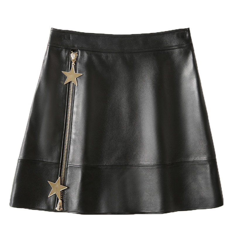 Genuine leather skirt women's 2022 autumn new Haining sheep leather A word all-match slim high waist half-length short skirt trendy