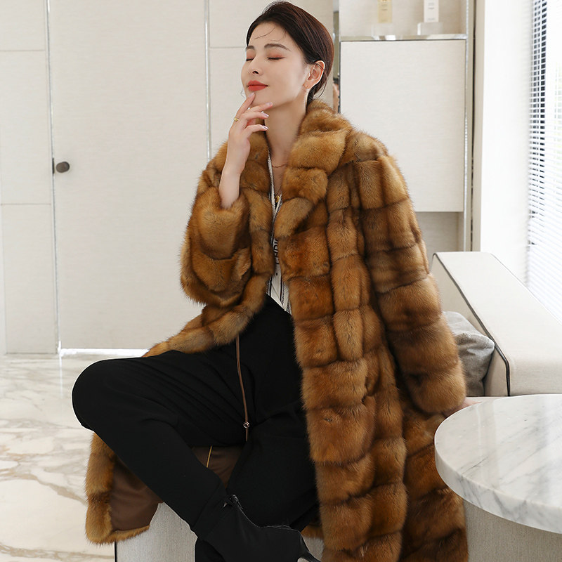 2022 winter sable fur coat women's medium long version sable fur coat Russian mink coat whole leather coat