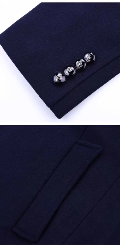 R614.Lee nhãn hiệu áo len nam mùa thu và mùa đông 50% len ba khóa không mở jacket áo khoác chống gió ấm áp thông thường áo len nam