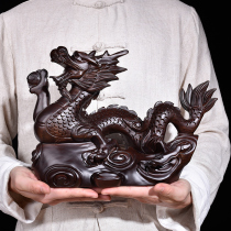  Ebony carved dragon ornaments Animal zodiac dragon Solid wood Home decoration Mahogany handicrafts Gifts
