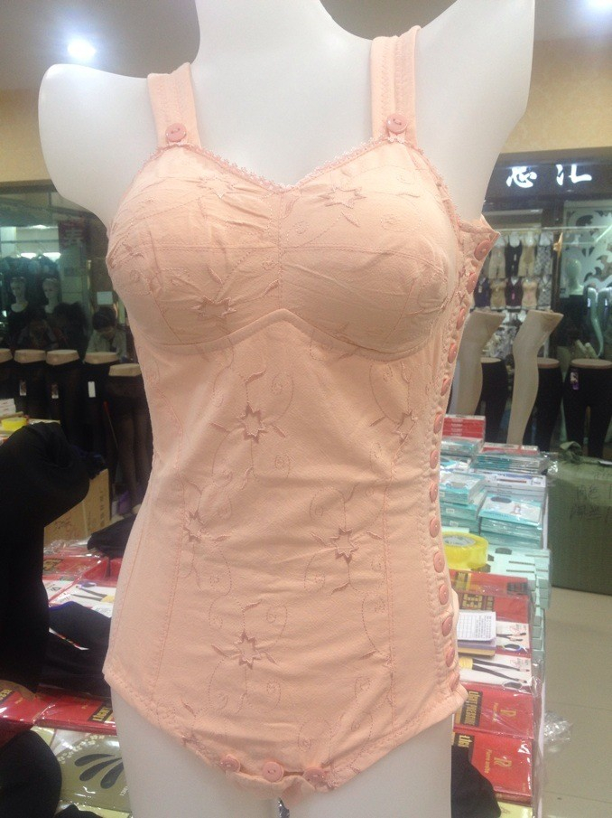 Cotton Xiêm body định hình quần áo bó sát cơ thể định hình cơ thể giảm béo bụng áo nịt ngực 100% cotton với cơ thể đi bộ bộ quần áo định hình cơ thể