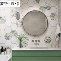 Nordic simple hexagonal brick tile green candy glaze Kitchen wall tile Bathroom floor tile Balcony anti-slip tile