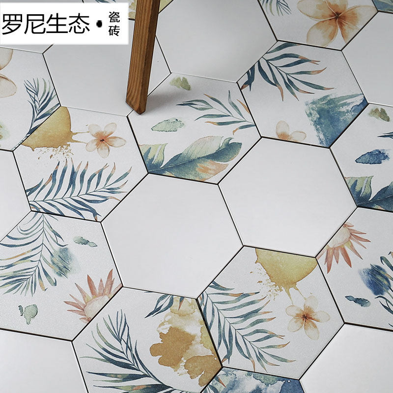 Nordic Hexagon Brick Flower Brick Kitchen Wall Brick Makeup Room Floor Tiles Living-room Background Wall Bathroom Hexagon Balcony Tiles