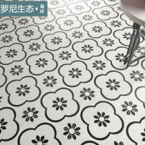 Simple modern kitchen and bathroom black and white tiles Nordic bathroom wall tiles Kitchen floor tiles Balcony tiles non-slip tiles flower pieces