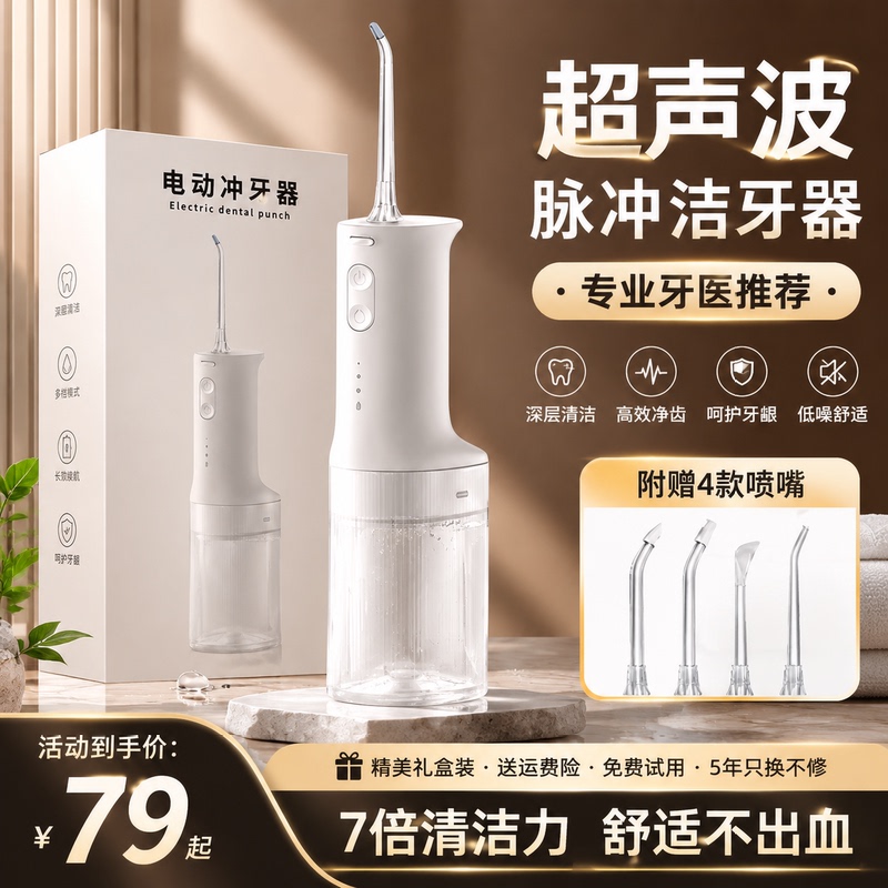 Electric Dental Flosser, Household Dental Cleaner, Portable Ultrasonic Water Flosser, Dental Orthodontic Cleaning Tool