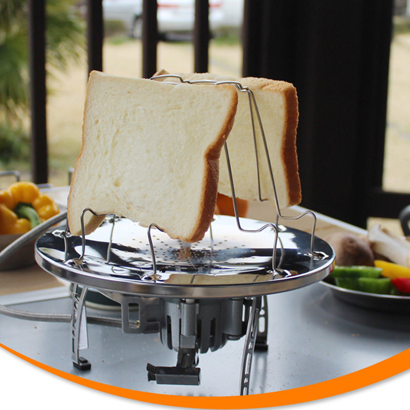 Outdoor Stainless Steel Toasted Bread Rack 4 Pieces Toast Bread Pan Camping Picnic Barbecue Grill Can Fold baking tray
