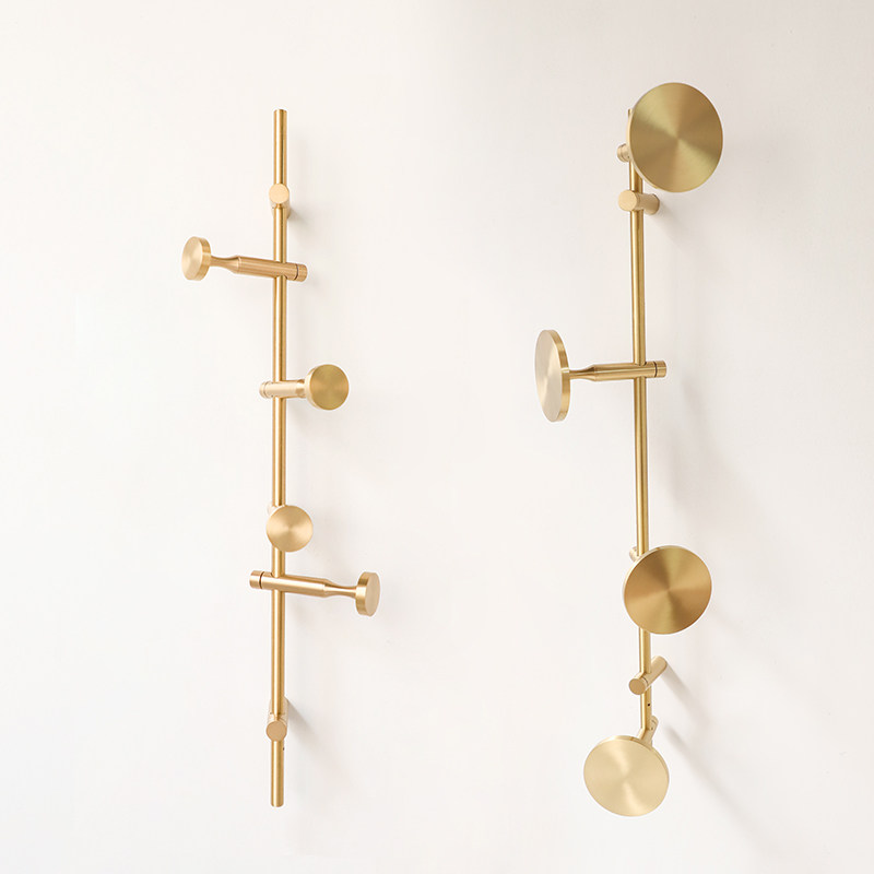 Nordic Brass Coat Rack Bedroom Light Luxury Coat Rack Gold Wall Hanging Single Rod Clothes Rack Entrance Storage Coat Rack