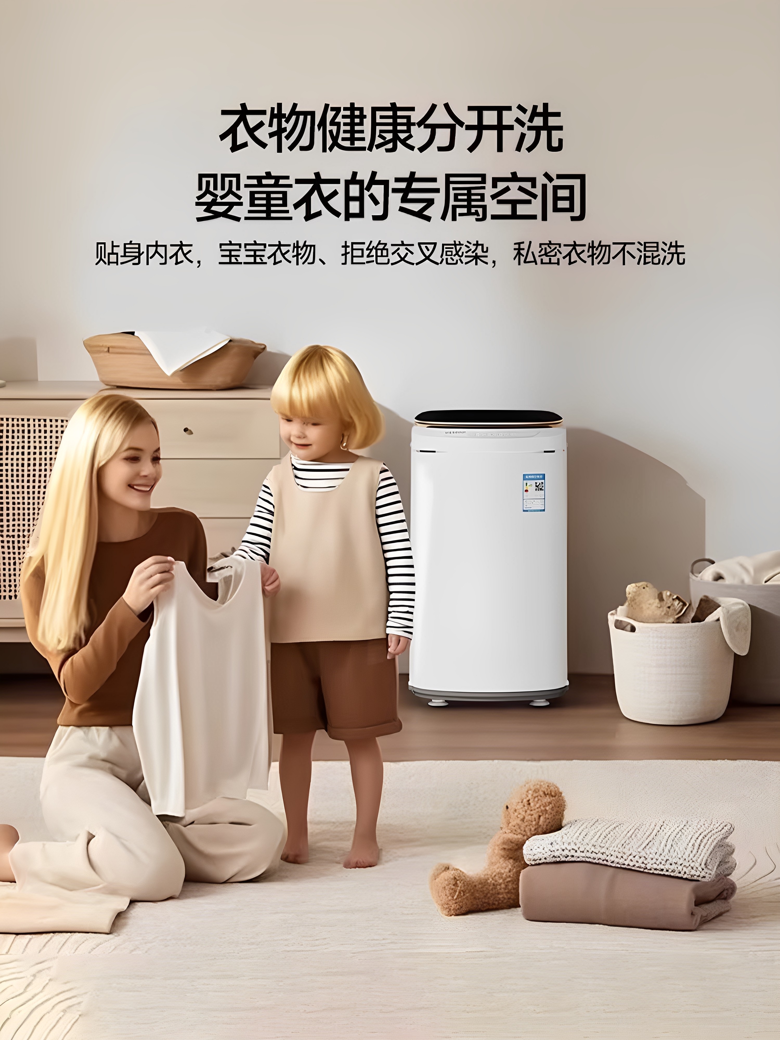 Sentaole Baby Mini Washing Machine, Children's Fully Automatic High-Temperature Sterilization, Small Household Washing and Drying All-In-One Machine for Babies