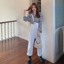  2021 spring light cooked style bib two-piece suit pants fried street fashion Western style age-reducing temperament goddess fan clothes