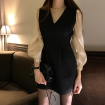  2021 early spring new womens small fragrance gentle temperament skirt two-piece high-end small black skirt dress