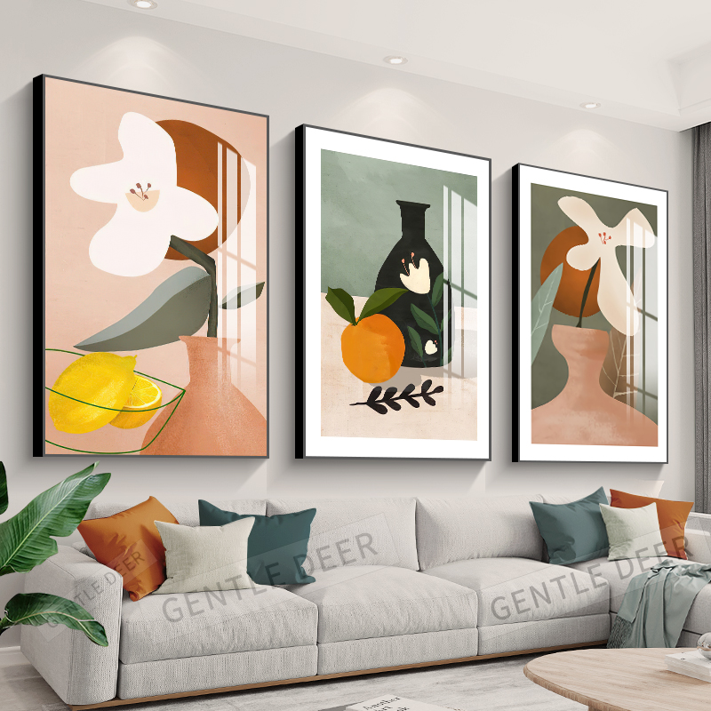 Nordic Living Room Decoration Painting Morandi Dining Hall Hung Painting Sofa Background Wall Mural Abstract Modern Minimalist triptych