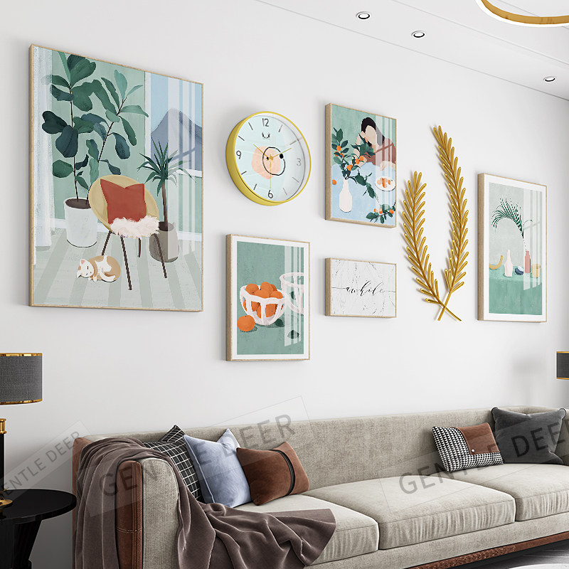 Nordic wind room decorated painting modern restaurant restaurant background wall hanging painting bedroom sofa creative combination