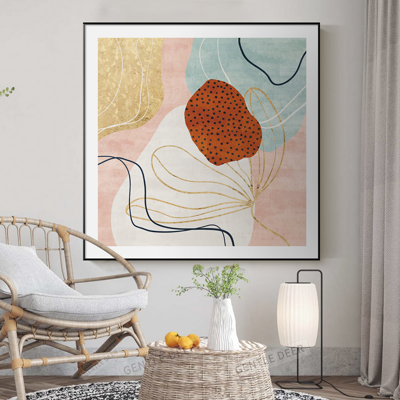 Nordic living room decoration painting abstract art free punch dining room hanging painting simple modern flower sofa background wall painting