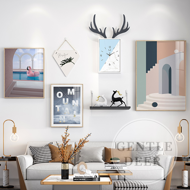 Morandi Living room Composition Decorative Painting European-style Art Living Room Sofa Background Wall Hanging Painting Modern Minimalist Wall Painting