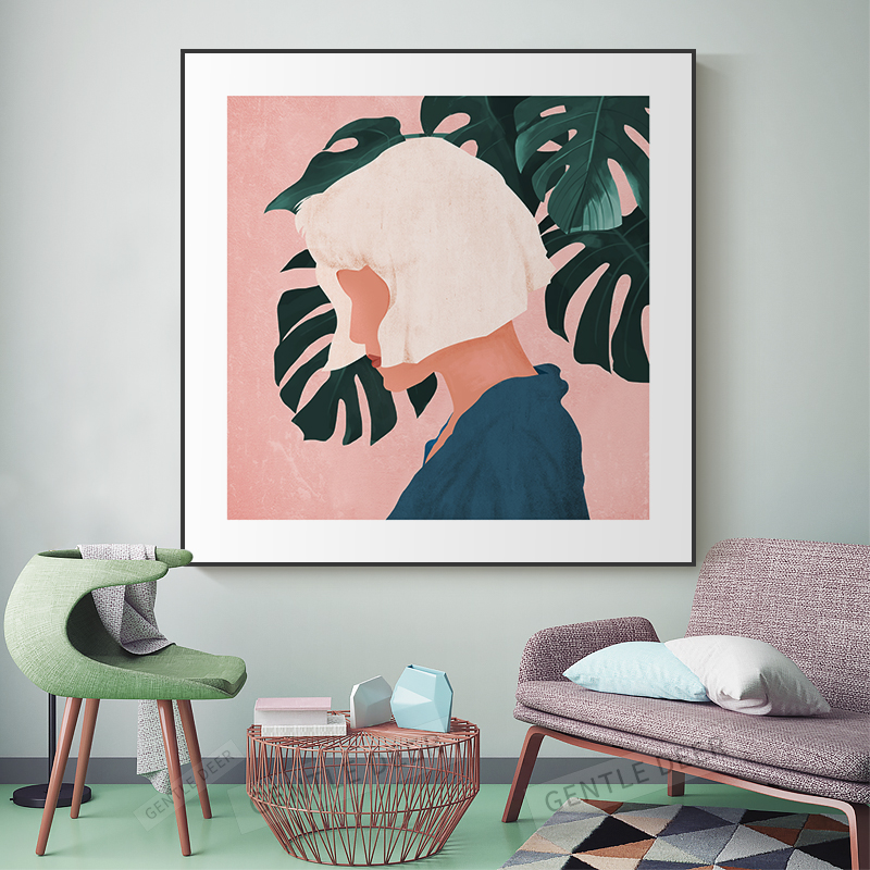 Nordic Living Room Decoration Painting Modern Minima Beauty Dining Hall Wall Square Hung Painting Abstract Sofa Background Wall Mural Painting