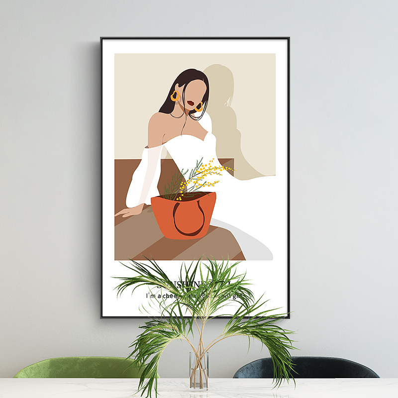 Modern minimalist living room decorative painting American sofa background wall hanging painting Woman porch wall mural abstract bedside painting