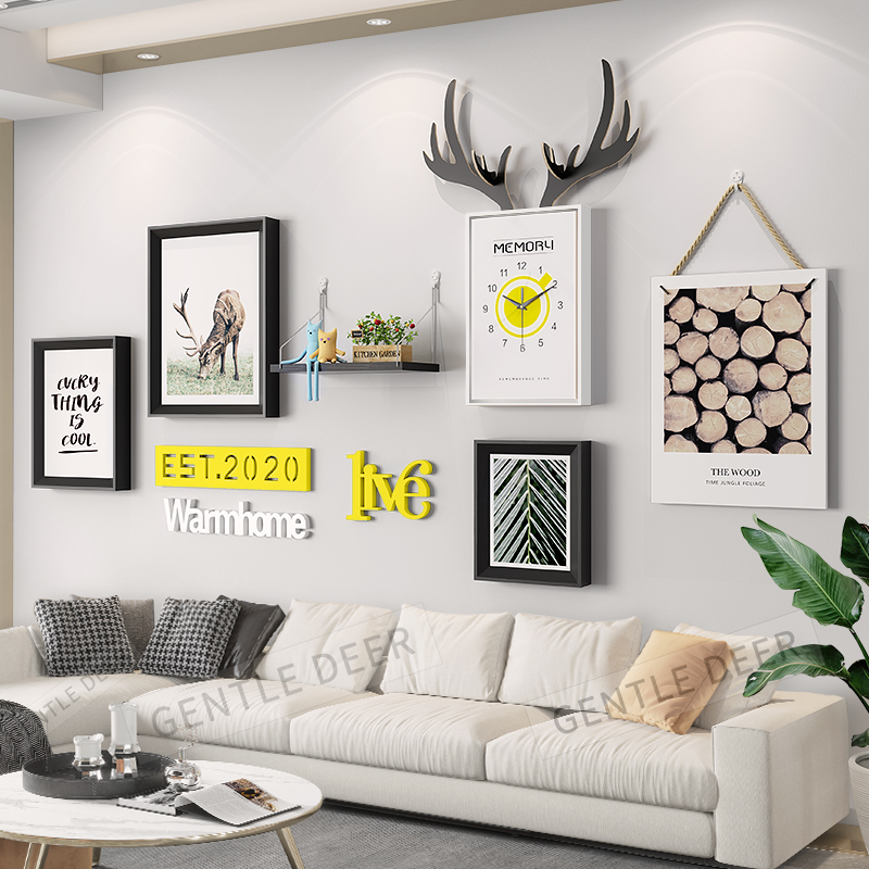 Living Room Photo Wall Free From Punching Creative Wall Photo Frame Hanging Wall Combinations Ins Nordic Room Background Wall Trim