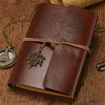 Creative business European leather diary travel pen notebook retro Kraft paper A6 loose-leaf hand Ledger