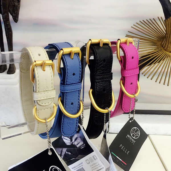 united pets imported soft leather collar handmade calfskin pet small, medium and large dog collar
