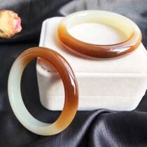 Natural jade Hetian jade sugar white bracelet Xinjiang minced sugar white formal bracelet authentic old brown sugar color two female models