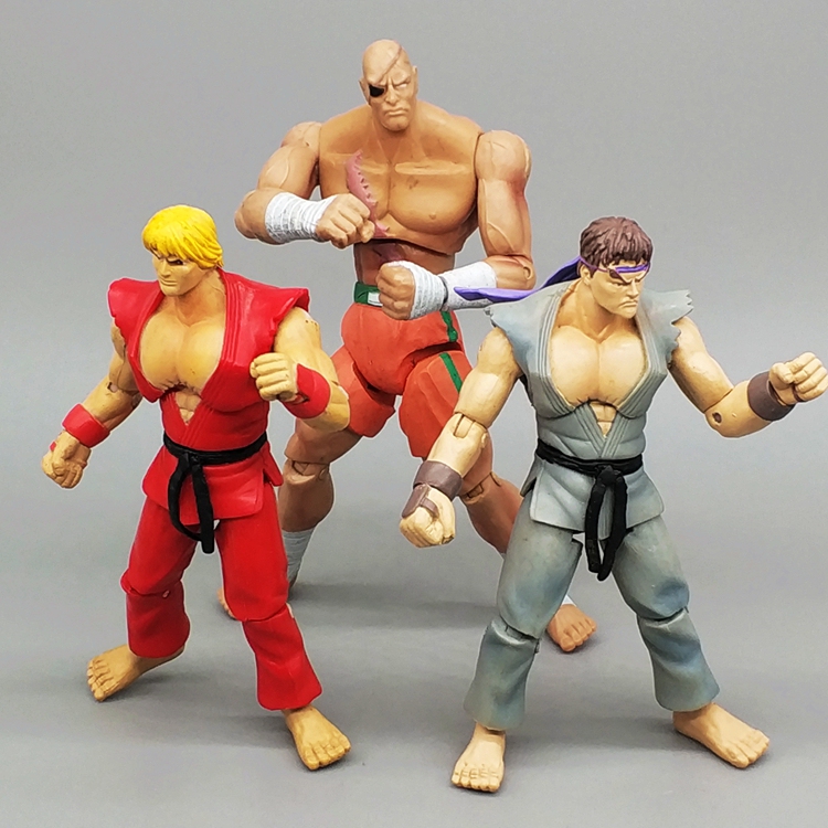 3.75inch Street Fighter 4 Ryu, Ken, and Elcoson Action Figures Ps4 Game Toy Model