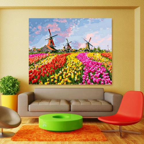 Pindu Color Dandeline Dhan Diyi Цифровая масляная живопись домашняя гостиная ресторан спальня отель декоративная висящая картина