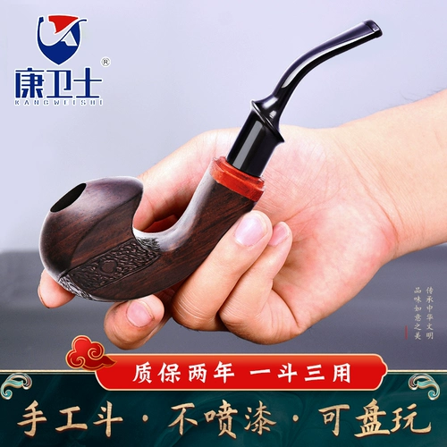 Кангвей твердый дерево табак Традиционный старый старый стиль песчаной ручной работы вырезан с тремя целеустремленными табаками плавные умные философии борьба с борьбой