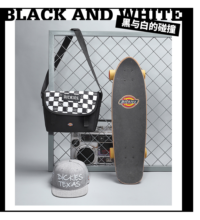 Dikka Dickies Messenger Bag Tide Nhãn hiệu nam Vai sinh viên Đánh dấu trang web chính thức Túi vải kẻ sọc Túi Messenger - Túi của con người túi đeo nam