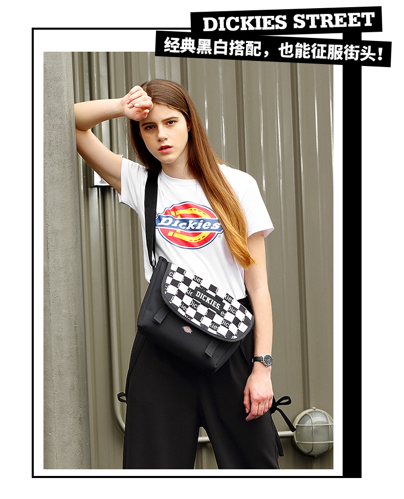 Dikka Dickies Messenger Bag Tide Nhãn hiệu nam Vai sinh viên Đánh dấu trang web chính thức Túi vải kẻ sọc Túi Messenger - Túi của con người túi đeo nam