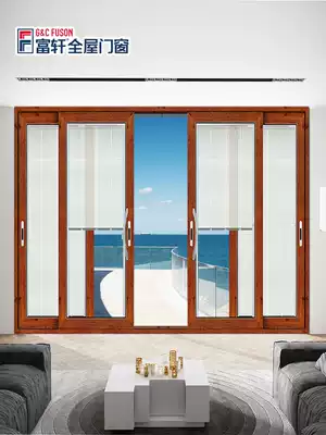 Fuxuan whole house doors and windows European style Ouya Marquis aluminum alloy glass sliding door kitchen balcony sliding door hanging wheel