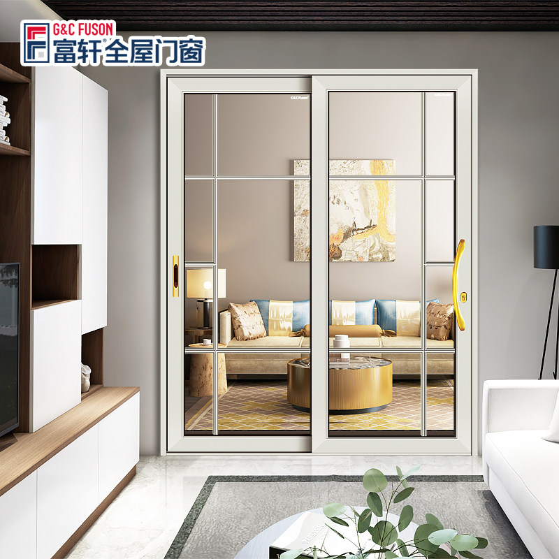 Fuxuan Doors And Windows Champagne Oja Countess Kitchen Two-Rail Ramen Balcony Aluminum Alloy Glass Ramen Suspended Wheel