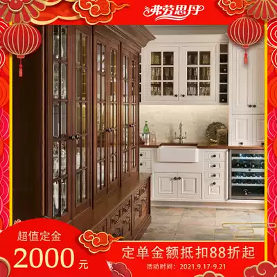 American solid wood integral cabinet whole open kitchen Zhongdao platform quartz stone countertop Shanghai whole house custom A25