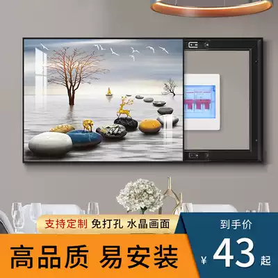 Electric meter box decorative painting Non-hole light luxury distribution box living room electric gate box hanging painting modern simple cover box murals