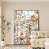 Кремовый стиль, украшение пола для гостиной, картина с цветочной текстурой, диван, фон, настенная живопись, большая маленькая свежая прихожая, подвесная картина